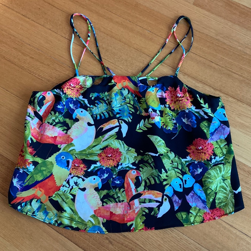 Tropical bird crop top